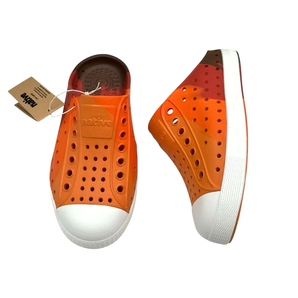 Native Little Boys Girls Jefferson Clog Size 11 Marble Orange Sunset Roasted